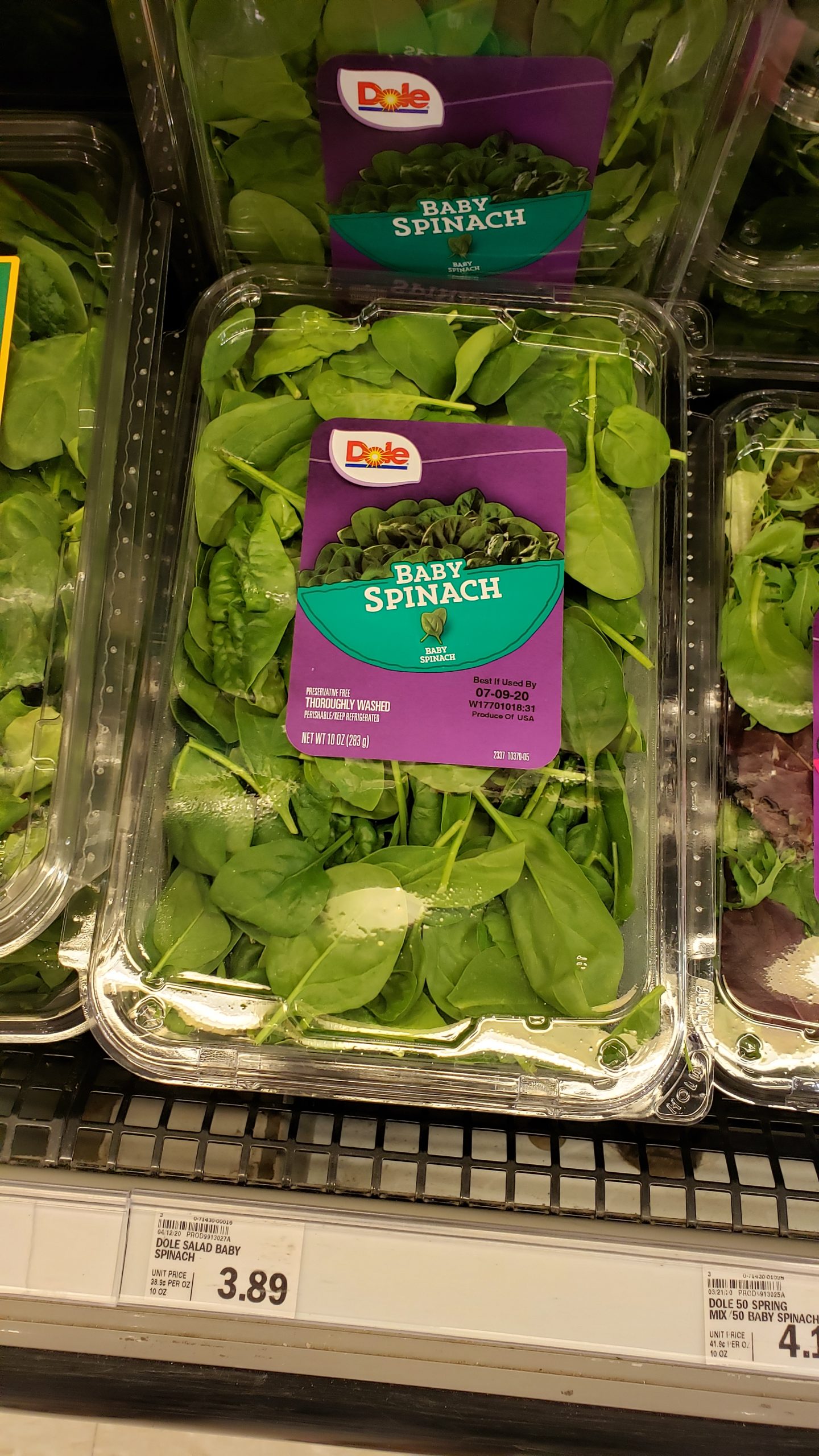 pre-packaged spinach