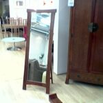 full length standing mirror with wooden frame